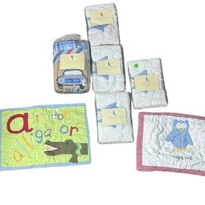 Pottery barn kids vintage lot quilted shams alphabet soup Clayton’s cars new